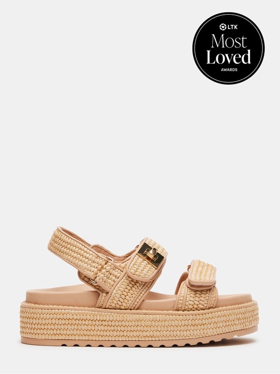 Steve Madden Shoes - Steve Madden Beige Woven Platform Sandals BIGMONA NATURAL RAFFIA